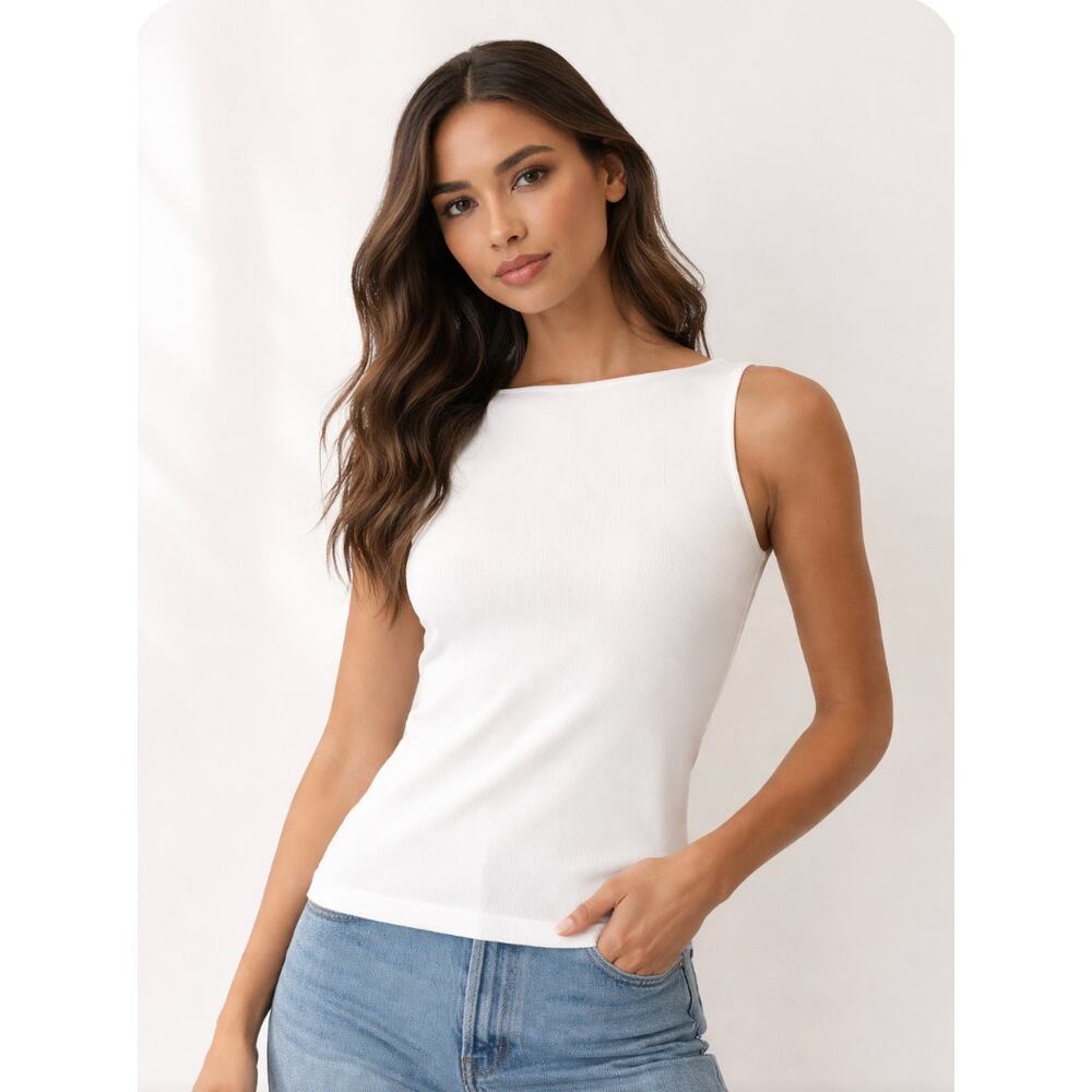 Wolford Aurora Seamless Knit Tank Top White Sleeveless Minimalist XS